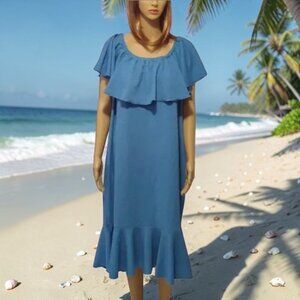 LuLaRoe Cici Dress Blue Convertible Off Shoulder Plus Size 3X 3XL NWT